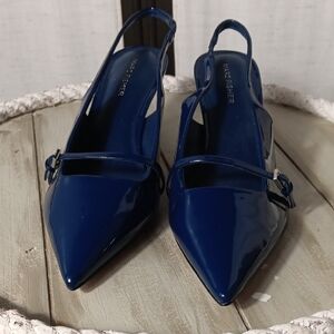 Marc Fisher Blue Pointed-Toe Slingback Heels